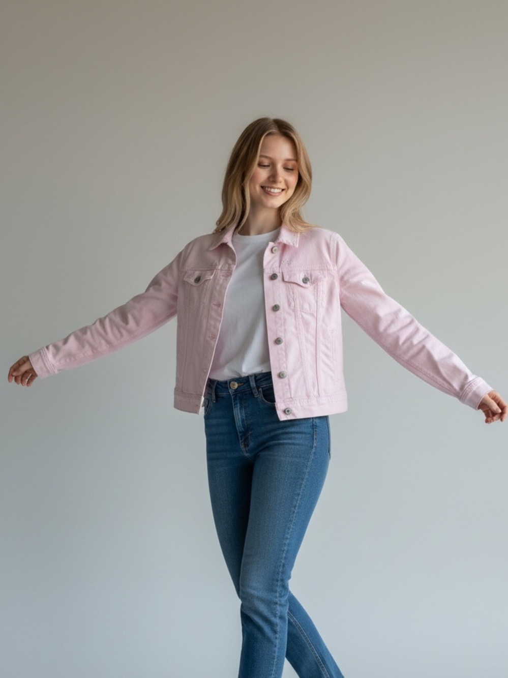 AG Adriano Goldschmied Light Pink stretch Denim Jacket